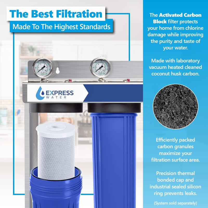 Express Water Activated Carbon Block Replacement Filter ACB Large Capacity Water Filter Whole House Filtration 5 Micron - Image 3